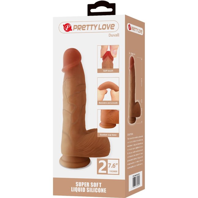 Телесный фаллоимитатор из жидкого силикона Duvall - 19,3 см - Pretty Love. Фотография 2.