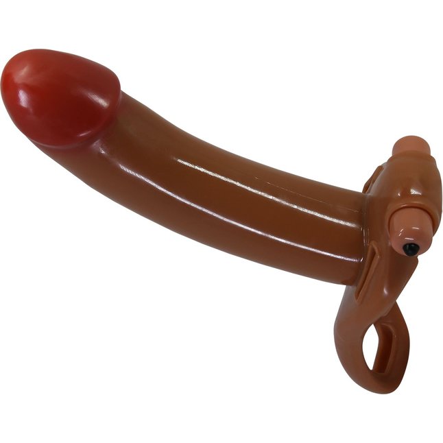Мужской полый страпон с насадкой цвета карамели Bradden - 17,1 см - Pretty Love. Фотография 3.