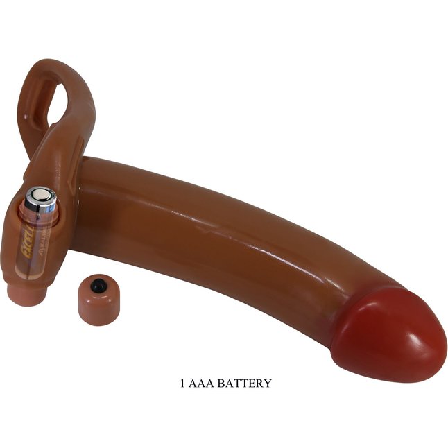 Мужской полый страпон с насадкой цвета карамели Bradden - 17,1 см - Pretty Love. Фотография 8.