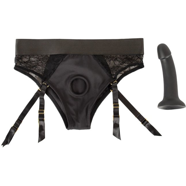 Черный женский страпон Strap-on Set: трусики и насадка - You2Toys. Фотография 10.
