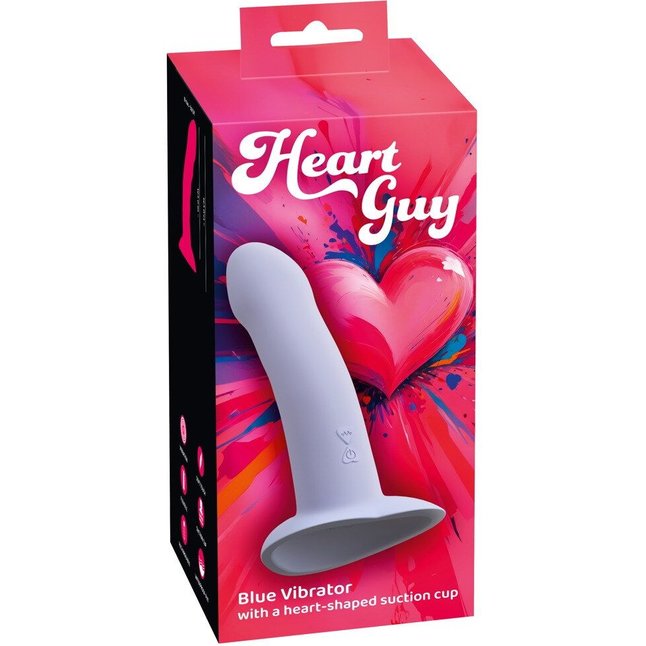 Голубой вибростимулятор на присоске Heart Guy - 17 см - You2Toys. Фотография 2.