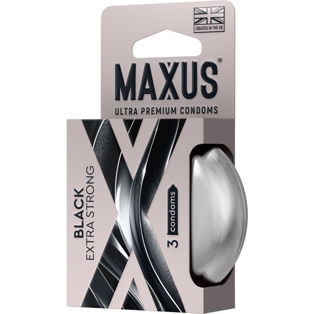 Черные утолщенные презервативы MAXUS Extra Strong с железным кейсом - 3 шт. Фотография 2.