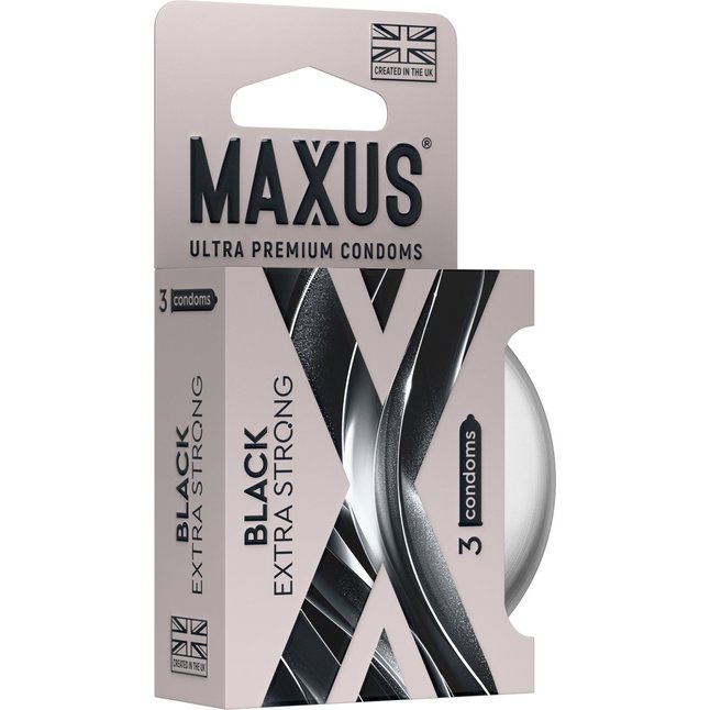Черные утолщенные презервативы MAXUS Extra Strong с железным кейсом - 3 шт