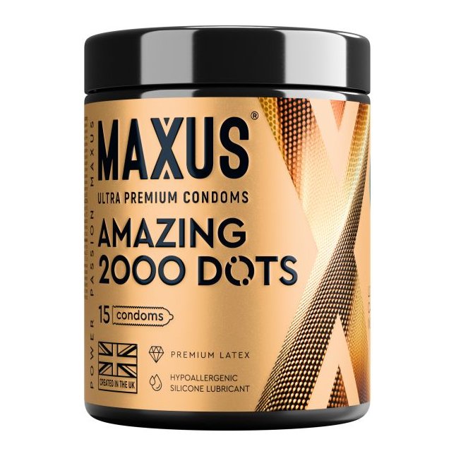 Точечные презервативы MAXUS 2000 Amazing Dots с железным кейсом - 15 шт