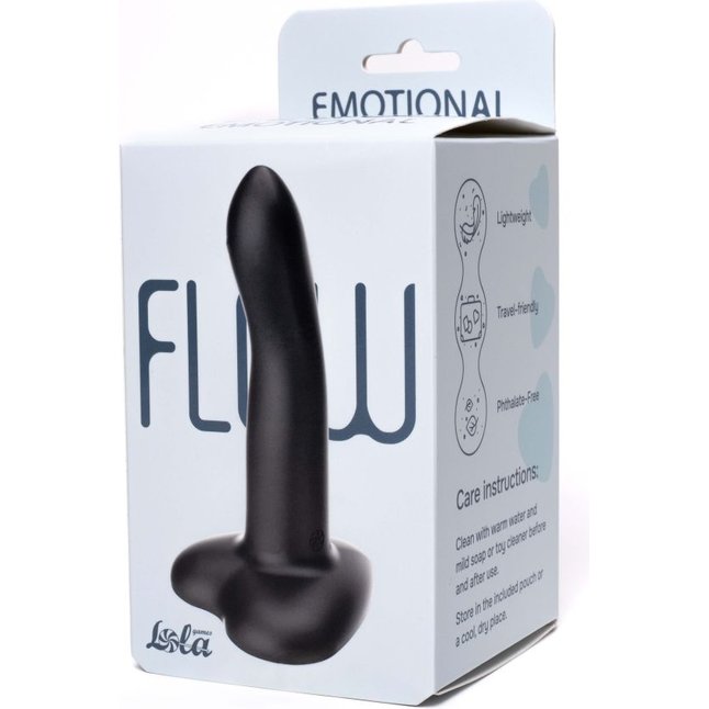 Черный нереалистичный дилдо Emotional на присоске - 13 см - Flow. Фотография 7.