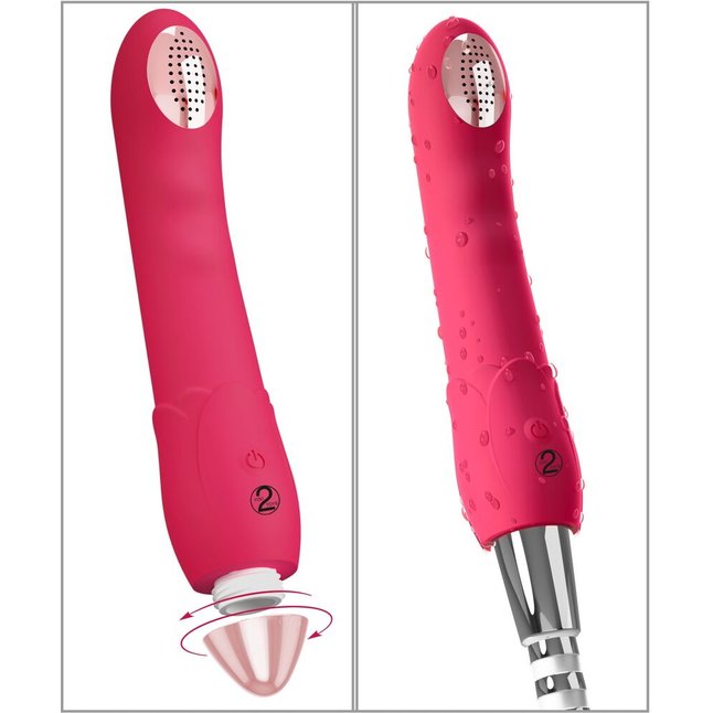 Малиновая насадка на душ с вибрацией Showers to orgasm - 20,1 см - You2Toys. Фотография 2.