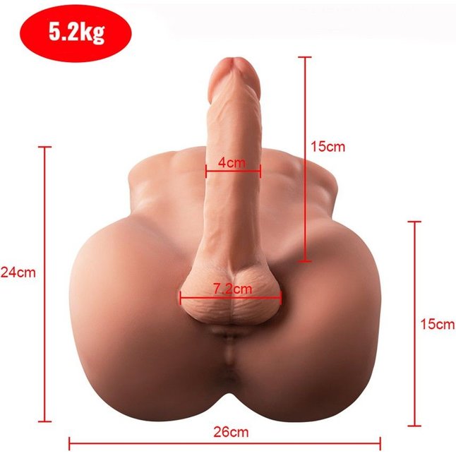 Телесный мужской торс с вибрацией и возвратно-поступательными движениями Bartlett. Фотография 3.