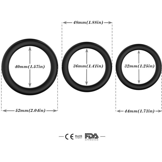 Набор из 3 черных эрекционных колец Stay Hard. Фотография 2.