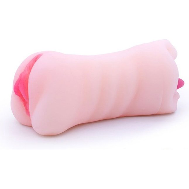 Телесный двусторонний мастурбатор - вагина и ротик