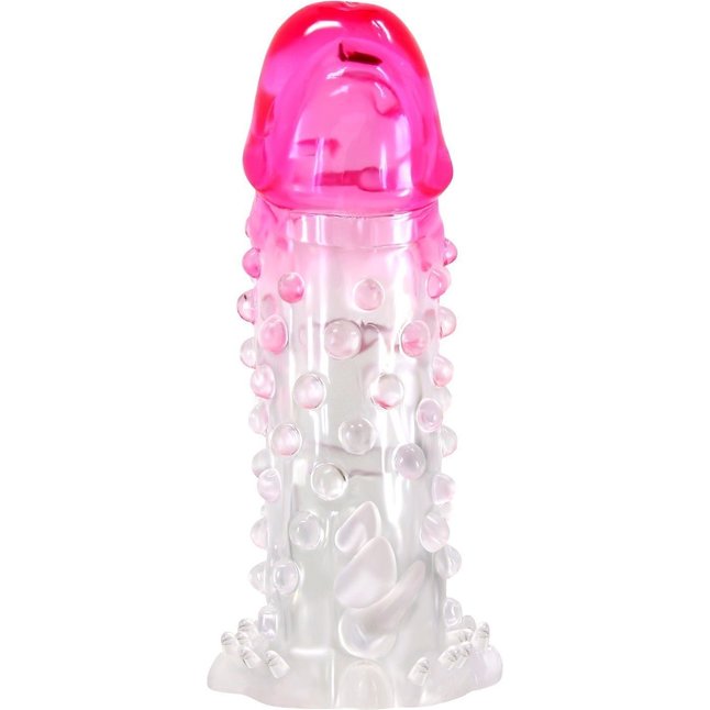 Прозрачно-розовая насадка на пенис Wilford - 13,5 см - Pretty Love