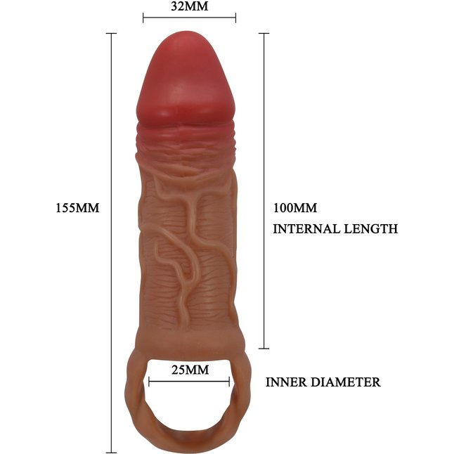 Реалистичная насадка на член Peirre - 15,5 см - Pretty Love. Фотография 7.