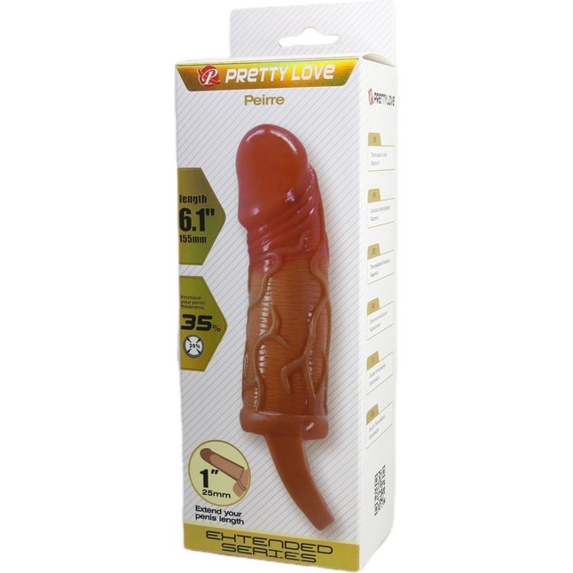Реалистичная насадка на член Peirre - 15,5 см - Pretty Love. Фотография 8.