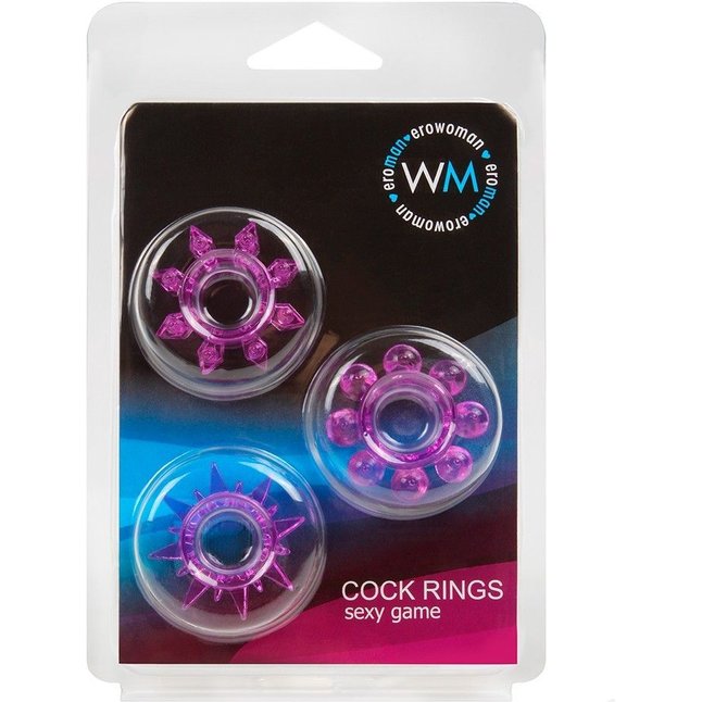 Набор из 3 лиловых эрекционных колец различной формы - EROWOMAN-EROMAN. Фотография 2.