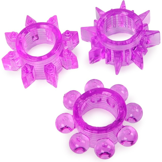 Набор из 3 лиловых эрекционных колец различной формы - EROWOMAN-EROMAN. Фотография 3.