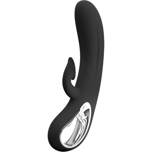 Черный вибратор-кролик Romance Massage - 24 см - Pretty Love