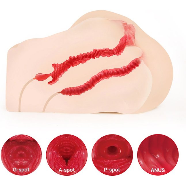 Мастурбатор-полуторс с двойным слоем материала и вибрацией Jenny Onahole Real Vagina. Фотография 9.