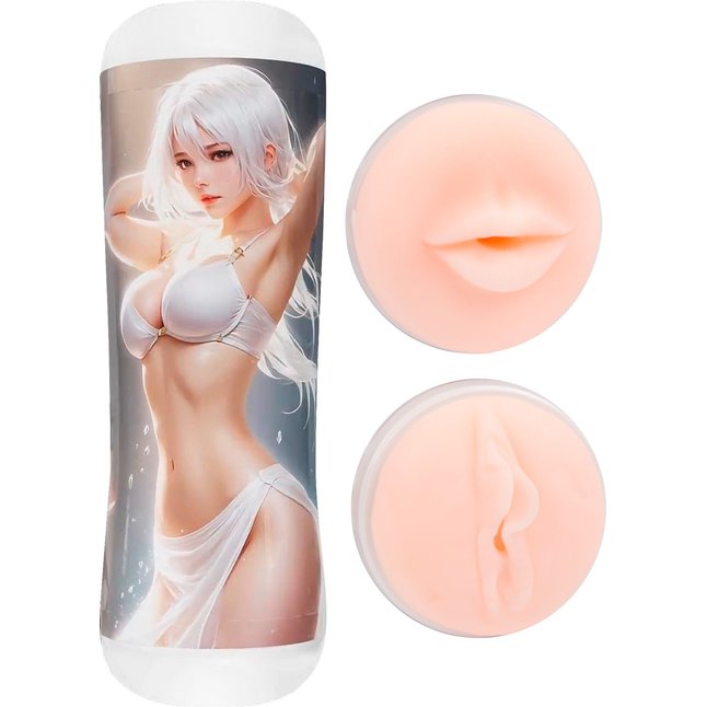 Двусторонний мастурбатор в колбе аниме - вагина и ротик