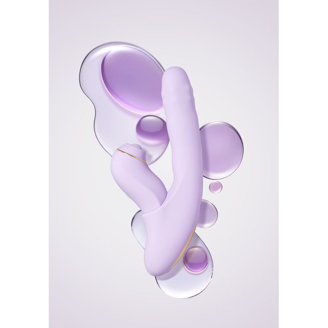 Сиреневый вибромассажер со съёмным клиторальным пульсатором DuoGlow. Фотография 14.