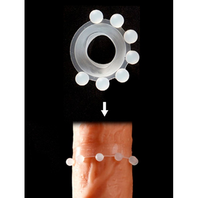 Эрекционное кольцо со стимулирующими шариками на поверхности - SEX EXPERT. Фотография 11.