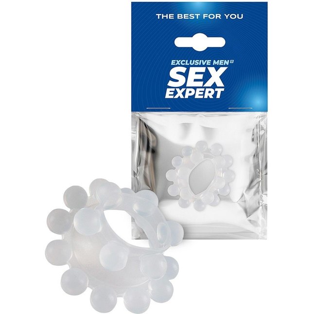Эластичное эрекционное кольцо с двумя рядами шариков - SEX EXPERT