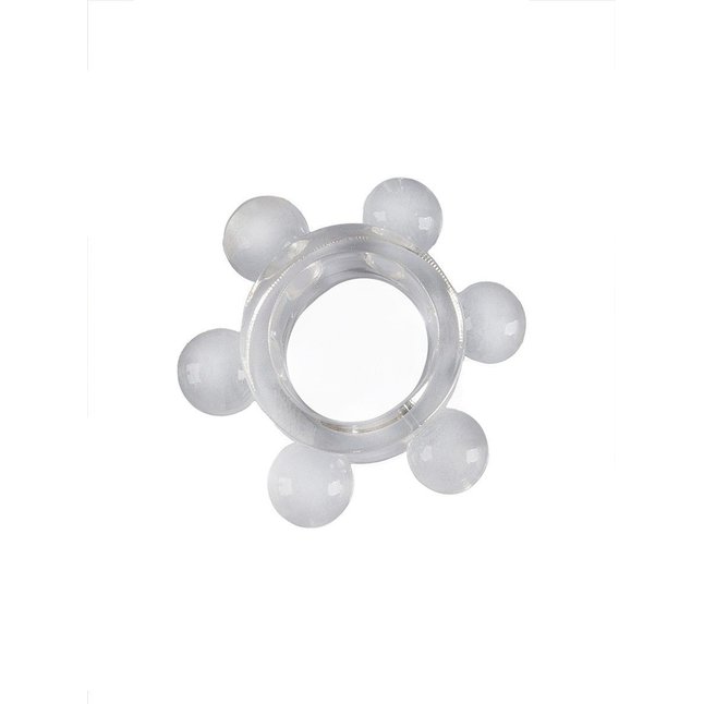 Прозрачное эрекционное кольцо с 6 стимулирующими шариками - SEX EXPERT. Фотография 3.