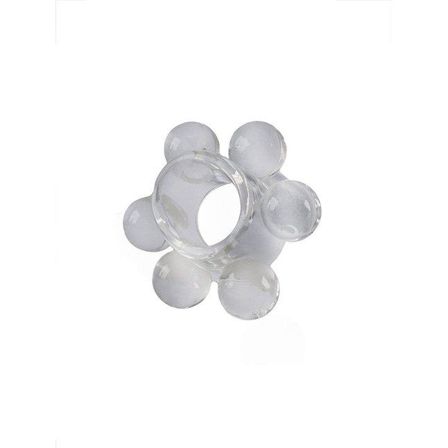 Прозрачное эрекционное кольцо с 6 стимулирующими шариками - SEX EXPERT. Фотография 4.