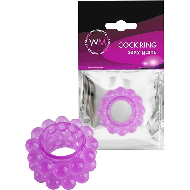 Лиловое эрекционное кольцо с 2 рядами стимулирующих шариков - EROWOMAN-EROMAN