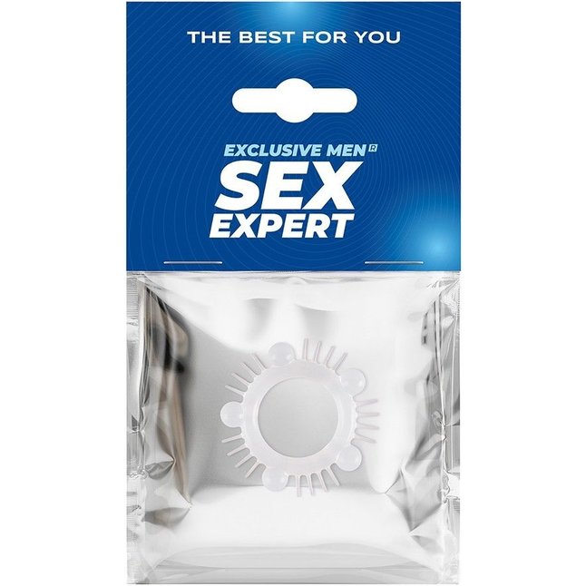 Эластичное эрекционное кольцо с шишечками и шипами - SEX EXPERT. Фотография 2.