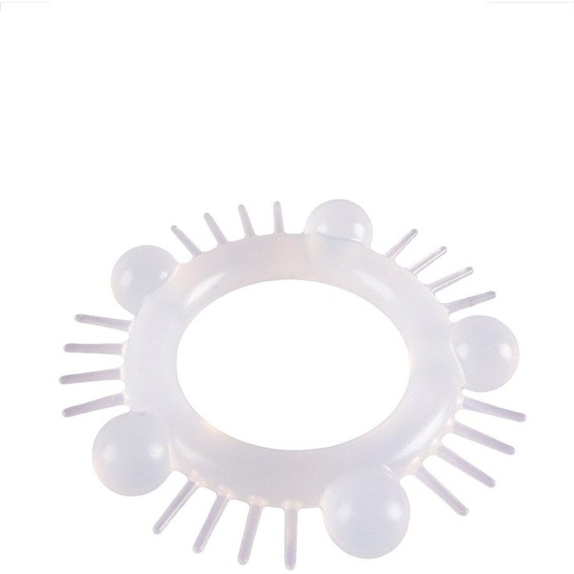 Эластичное эрекционное кольцо с шишечками и шипами - SEX EXPERT. Фотография 4.