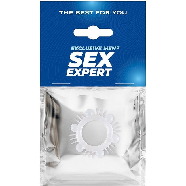 Эластичное эрекционное кольцо с шипиками и шариками - SEX EXPERT. Фотография 2.