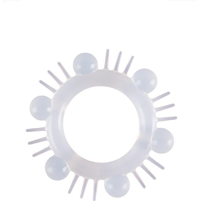 Эластичное эрекционное кольцо с шипиками и шариками - SEX EXPERT. Фотография 3.