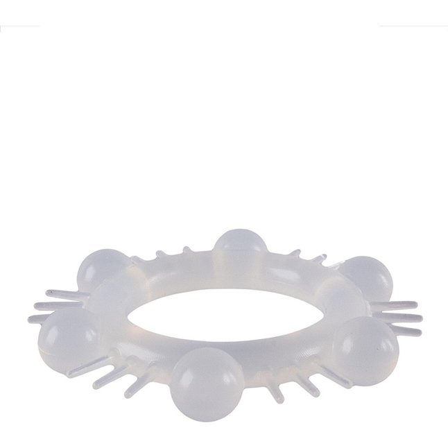 Эластичное эрекционное кольцо с шипиками и шариками - SEX EXPERT. Фотография 6.