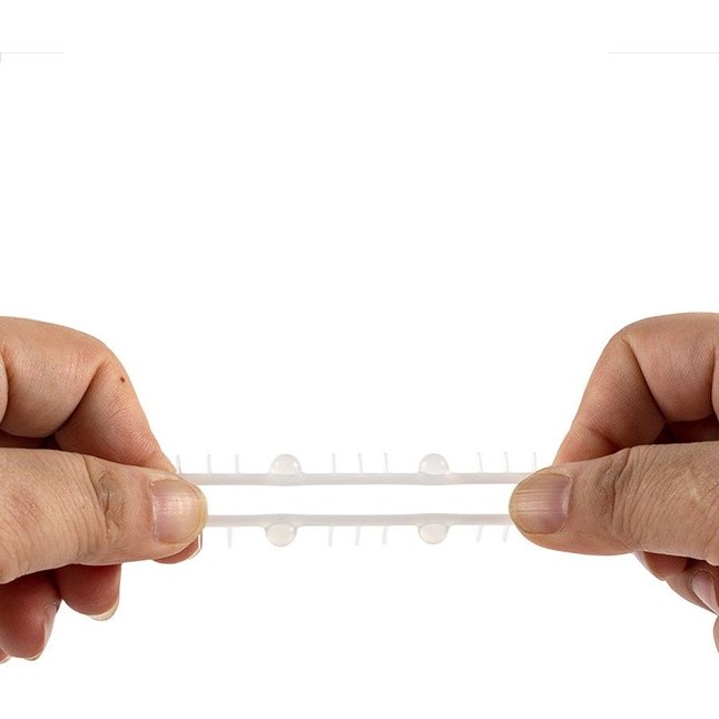 Эластичное эрекционное кольцо с шипиками и шариками - SEX EXPERT. Фотография 7.