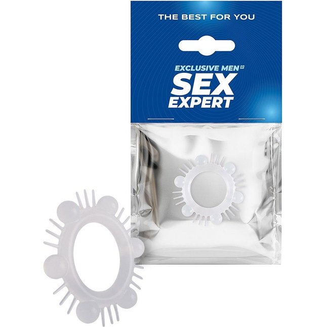Эластичное эрекционное кольцо с шипиками и шариками - SEX EXPERT