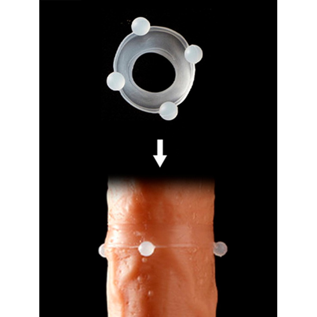 Эрекционное кольцо с 4 стимулирующими шариками - SEX EXPERT. Фотография 9.