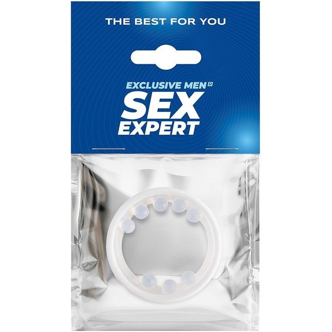 Эрекционное кольцо со стимулирующими шариками сверху и снизу - SEX EXPERT. Фотография 2.