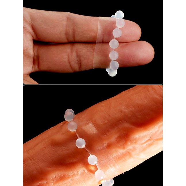 Эрекционное кольцо со стимулирующими шариками сверху и снизу - SEX EXPERT. Фотография 8.