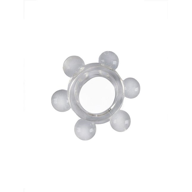 Прозрачное эластичное эрекционное кольцо с 6 шариками - SEX EXPERT. Фотография 4.