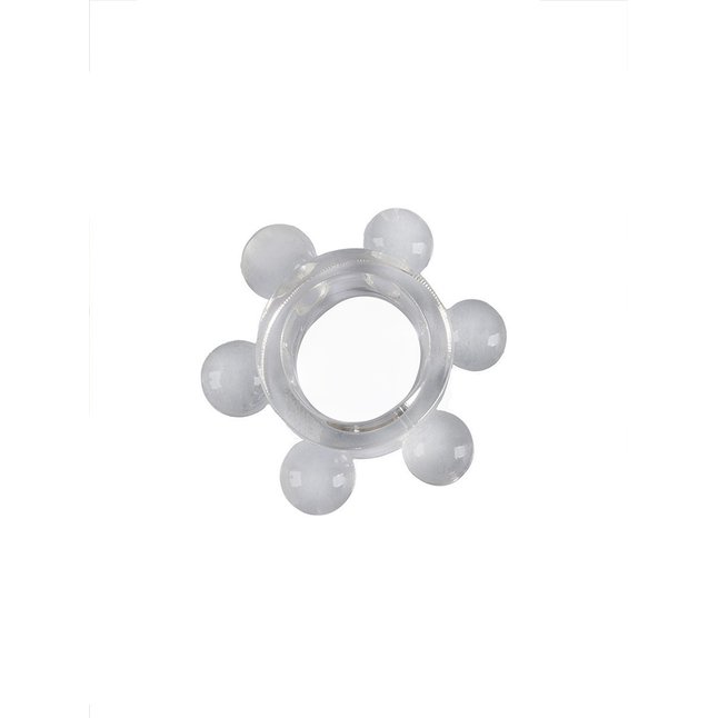 Прозрачное эластичное эрекционное кольцо с 6 шариками - SEX EXPERT. Фотография 5.