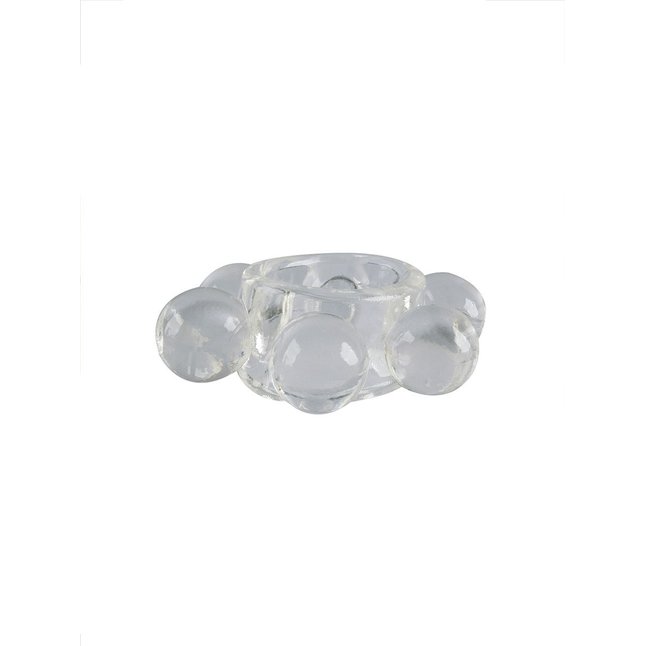 Прозрачное эластичное эрекционное кольцо с 6 шариками - SEX EXPERT. Фотография 6.