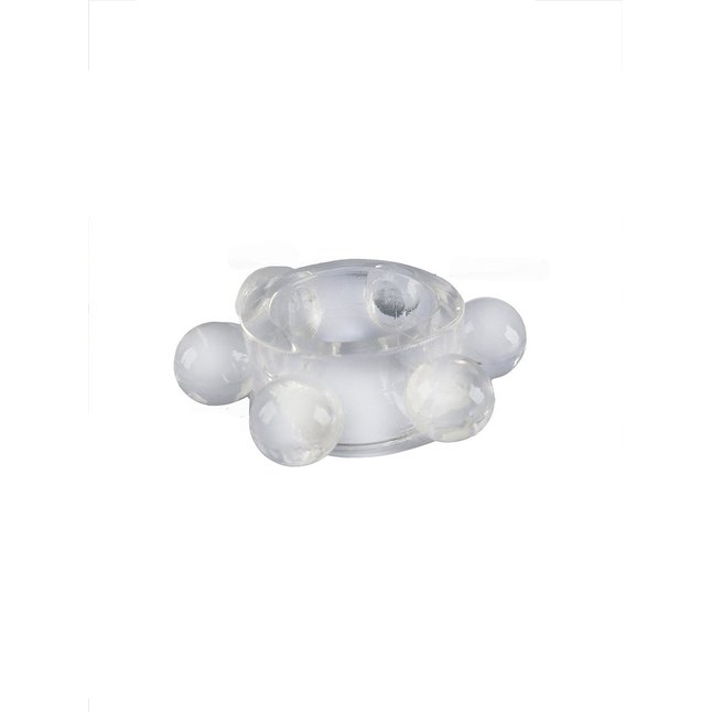 Прозрачное эластичное эрекционное кольцо с 6 шариками - SEX EXPERT. Фотография 7.