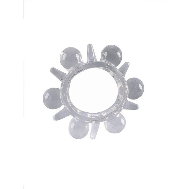 Прозрачное эрекционное кольцо с шариками и шипами - SEX EXPERT. Фотография 3.