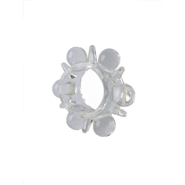 Прозрачное эрекционное кольцо с шариками и шипами - SEX EXPERT. Фотография 7.