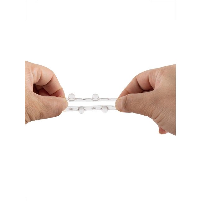 Прозрачное эрекционное кольцо с шариками и шипами - SEX EXPERT. Фотография 8.