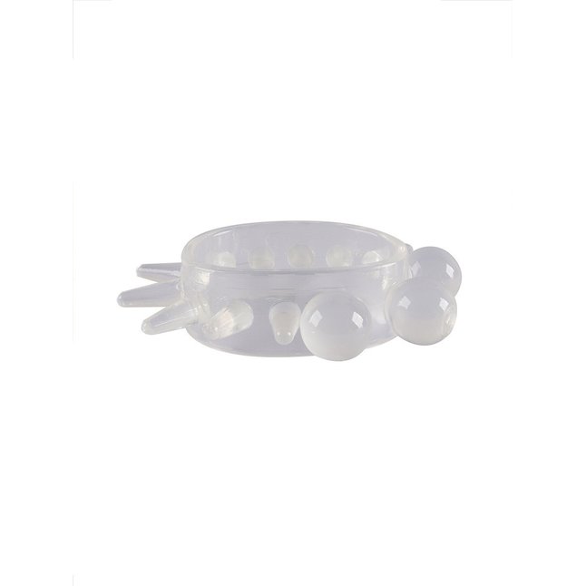 Эластичное эрекционное кольцо с шариками и лучами - SEX EXPERT. Фотография 6.