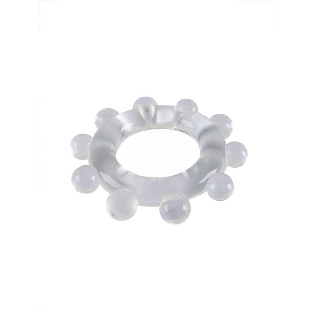 Прозрачное эрекционное кольцо со стимулирующими шариками - SEX EXPERT. Фотография 6.