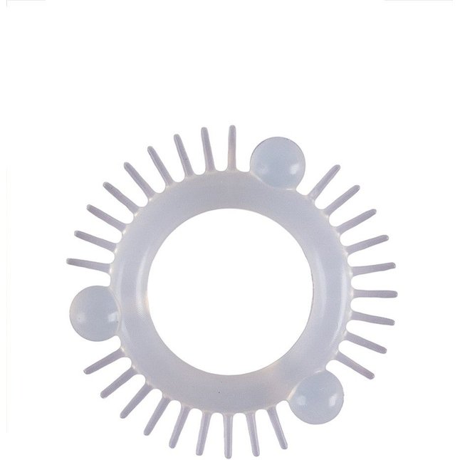 Эластичное эрекционное кольцо с 3 шариками и шипами - SEX EXPERT. Фотография 3.