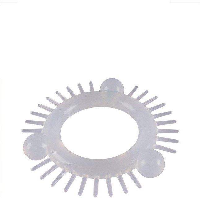 Эластичное эрекционное кольцо с 3 шариками и шипами - SEX EXPERT. Фотография 4.