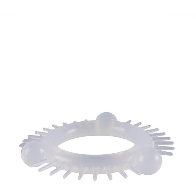 Эластичное эрекционное кольцо с 3 шариками и шипами - SEX EXPERT. Фотография 6.