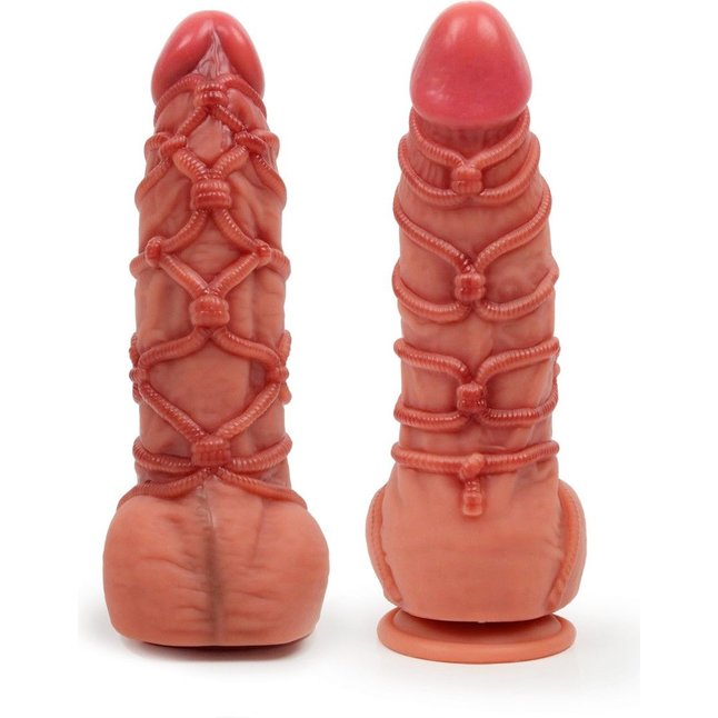 Телесный фаллоимитатор с имитацией шибари - 25 см - EROWOMAN REALISTIC. Фотография 5.